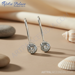 将图像加载到图库查看器中, 银色垂坠耳环,镶嵌透明立方氧化锆 | 女士珠宝礼品