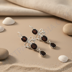 Load image into Gallery viewer, 925 Silver Garnet Drop Earrings for Women | Gemstone Jewelry