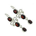 将图像加载到图库查看器中, 925 Silver Garnet Drop Earrings for Women | Gemstone Jewelry