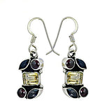Load image into Gallery viewer, 925 Silver Citrine & Garnet Earrings for Women | Dangle Earrings