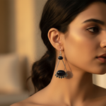 Load image into Gallery viewer, 925 Silver Onyx Drop Earrings for Women | Black Gemstone Jewelry
