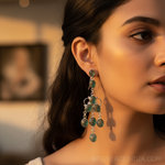 将图像加载到图库查看器中, 925纯银祖母绿吊灯耳环(女士款)