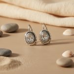 将图像加载到图库查看器中, 925 Silver Leverback Earrings with Oval Gemstone | Women's Jewelry