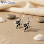 Load image into Gallery viewer, Pendientes de cuarzo ahumado y perla en plata 925 para mujer
