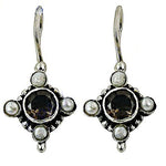 将图像加载到图库查看器中, 925 Silver Smoky Quartz & Pearl Earrings for Women