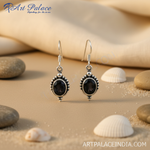Load image into Gallery viewer, 925 Silver Black Onyx Oval Earrings for Women | Gift Jewelry