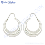 将图像加载到图库查看器中, Silver crescent hoop earrings, elegant and polished design, suitable for women