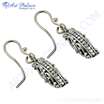 Load image into Gallery viewer, Sterling silver filigree drop earrings, showcasing intricate openwork design for women.