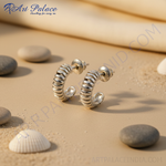 Load image into Gallery viewer, Silver Hoop Earrings for Women | Twisted Design | Daily Wear