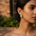 将图像加载到图库查看器中, Silver Rectangular Stud Earrings | Everyday Jewelry