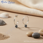 Load image into Gallery viewer, 925 Silver Hoop Earrings with Gemstone | For Women