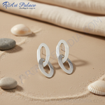 Load image into Gallery viewer, Silver Oval Link Drop Earrings for Women | Statement Jewelry