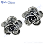 Load image into Gallery viewer, 925 sterling silver rose flower stud earrings, elegant floral design