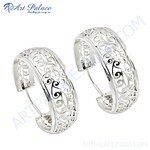 Load image into Gallery viewer, 925 sterling silver filigree hoop earrings, a delicate openwork design.