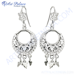 Load image into Gallery viewer, 925 sterling silver filigree dangle earrings with floral detailing, elegant and lightweight design