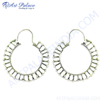 Load image into Gallery viewer, 925 sterling silver hoop earrings with a detailed design, perfect for everyday wear.