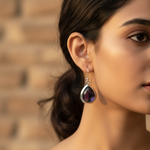 Load image into Gallery viewer, 925 Silver Purple Gemstone Teardrop Earrings for Women