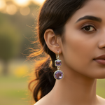 Load image into Gallery viewer, 925 Silver Amethyst Drop Earrings | Purple Gemstone Jewelry