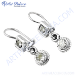 将图像加载到图库查看器中, Sterling silver drop earrings featuring white topaz gemstones, a stylish and elegant design.