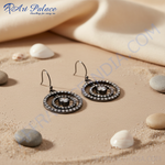 将图像加载到图库查看器中, 女士银色立方氧化锆圆形水滴耳环 | 礼物