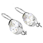 Load image into Gallery viewer, Silver Oval Crystal Drop Earrings for Women | Dainty Jewelry