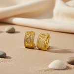 Load image into Gallery viewer, Gold Filigree Hoop Earrings with Cubic Zirconia | Women's Jewelry