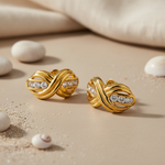 将图像加载到图库查看器中, gold plating Stud Earrings with Diamonds | Luxury Jewelry for Women