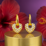Load image into Gallery viewer, Gold Heart Hoop Earrings | Cubic Zirconia | Women's Jewelry