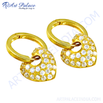 Load image into Gallery viewer, Gold hoop earrings with heart-shaped cubic zirconia stones, a perfect gift for women.