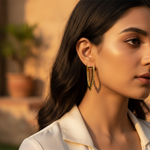 Load image into Gallery viewer, Gold V-Shaped Cubic Zirconia Earrings | For Women | Gift