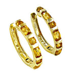 Load image into Gallery viewer, gold plating Citrine Hoop Earrings | Gemstone Jewelry for Women