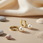 将图像加载到图库查看器中, gold plating Pearl Hoop Earrings for Women | Fashion Jewelry