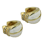将图像加载到图库查看器中, gold plating White Enamel Diamond Hoop Earrings | Women's Jewelry