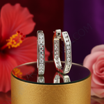 Load image into Gallery viewer, Silver Hoop Earrings with Cubic Zirconia | Women's Jewelry Gift