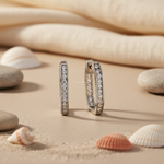 将图像加载到图库查看器中, Silver Hoop Earrings with Cubic Zirconia | Women's Jewelry Gift