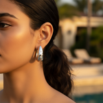 将图像加载到图库查看器中, Silver Hoop Earrings with CZ Accents for Women | Daily Wear