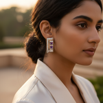 Load image into Gallery viewer, Silver Amethyst Stone Earrings for Women | Dainty Jewelry