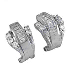 Load image into Gallery viewer, Silver Baguette and Round Cut Earrings for Women | Dainty Jewelry