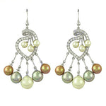 Load image into Gallery viewer, Silver Pearl Chandelier Earrings for Women | Dangle Earrings