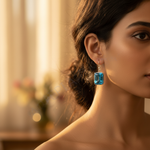 将图像加载到图库查看器中, 925银蓝色托帕石耳环 | 长方形切割宝石首饰