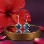 将图像加载到图库查看器中, 925银蓝色托帕石耳环,女士款 | 垂坠式耳环