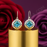 将图像加载到图库查看器中, 925银蓝色托帕石耳环(女士款)| 宝石首饰