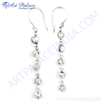 将图像加载到图库查看器中, Silver drop earrings with sparkling clear CZ stones, perfect for women. Elegant and stylish earrings.