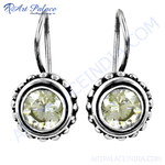 Load image into Gallery viewer, 925 Sterling Silver Dangle Earrings with Round Gemstone Center