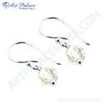 Load image into Gallery viewer, Sterling silver drop earrings with faceted crystal drops, white gemstone earrings