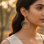 Load image into Gallery viewer, 925 Sterling Silver Green Gemstone Hoop Earrings for Women