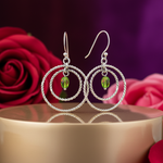 Load image into Gallery viewer, 925 Sterling Silver Green Gemstone Hoop Earrings for Women
