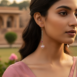 将图像加载到图库查看器中, Silver Bear Dangle Earrings for Women | Pink Crystal Jewelry