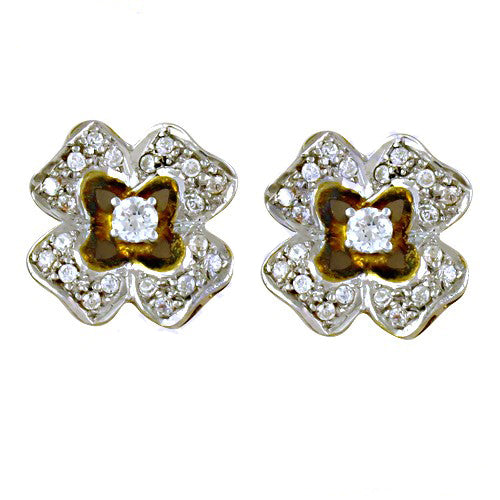 Floral diamond stud earrings | silver jewelry for women
