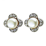 将图像加载到图库查看器中, Pearl & Diamond Stud Earrings | Clover Design | Art Palace